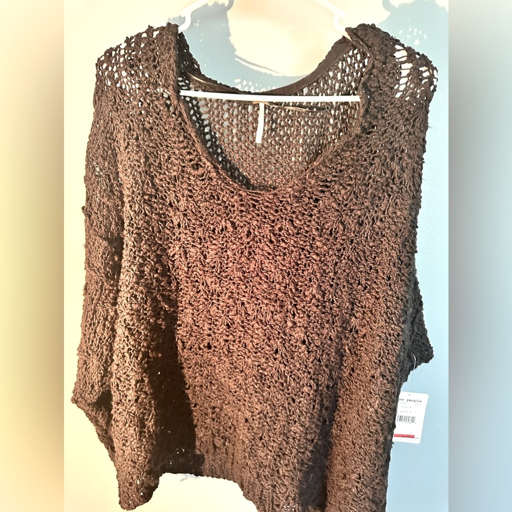 NWT Free People Knit Chunky Black Sweater, Small MSRP 128.00